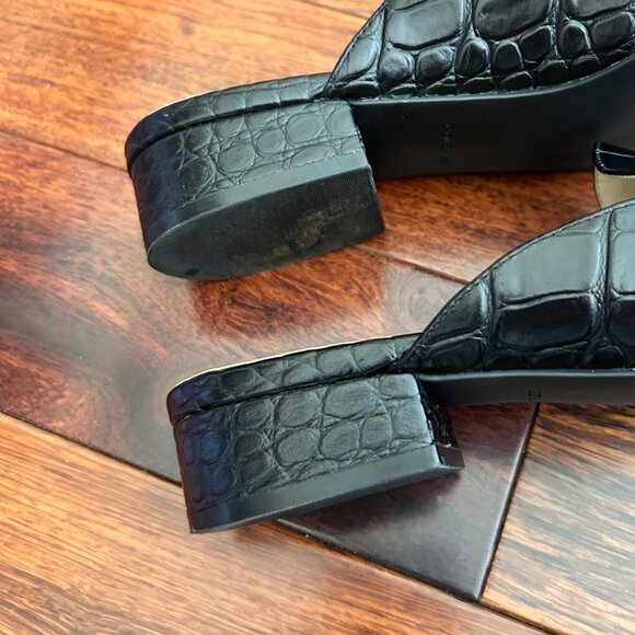 COLE HAAN Women's Piper Mule Shoe in Black Alligator Size 8 Leather Slip Ons - Picture 6 of 8